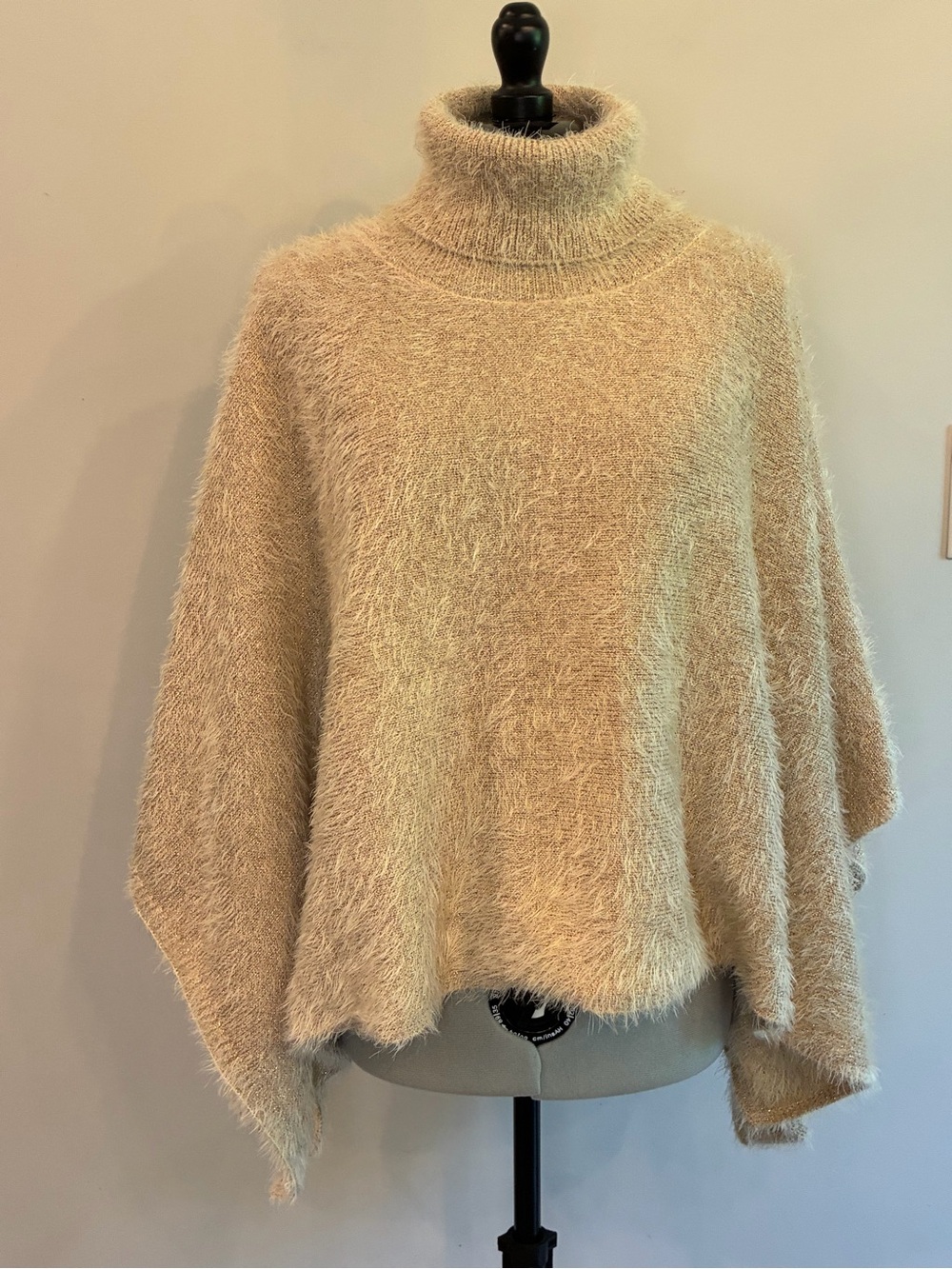Anthropology Akemi + Kin Lara Eyelash Turtleneck Poncho Sweater 0029